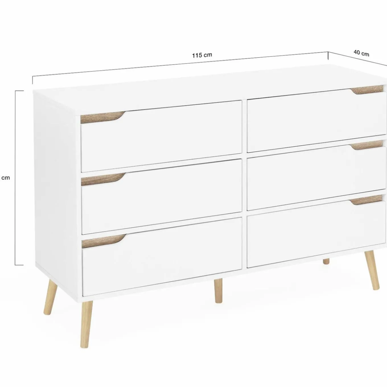 IDMarket Commode scandinave 6 tiroirs blanche avec pieds en bois* Meubles Tiroirs|Meubles Blancs