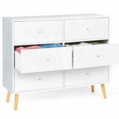 IDMarket Commode scandinave 6 tiroirs bois blanc* Meubles Tiroirs|Meubles Bas