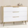 IDMarket Commode scandinave bois et blanc 115cm* Meubles Tiroirs|Meubles Blancs