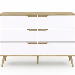 IDMarket Commode scandinave bois et blanc 115cm* Meubles Tiroirs|Meubles Blancs
