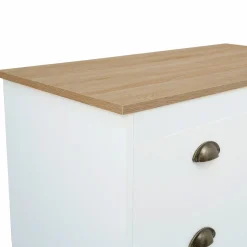 IDMarket Commode style campagne chic 6 tiroirs blanche et bois* Meubles Tiroirs|Meubles Bas