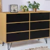 IDMarket Commode vintage 6 tiroirs bois et noir* Meubles Tiroirs|Meubles Bas