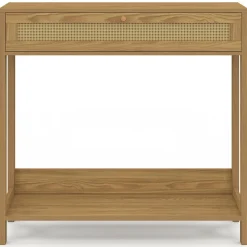 IDMarket Console 1 tiroir effet naturel cannage* Meubles Tiroirs|Collection Cannage