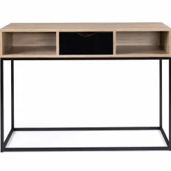 IDMarket Console 1 tiroir noir avec rangements design industriel* Meubles Tiroirs|Collection Industrielle
