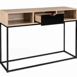 IDMarket Console 1 tiroir noir avec rangements design industriel* Meubles Tiroirs|Collection Industrielle