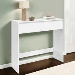 IDMarket Console bois blanc 1 tiroir design moderne* Meubles Tiroirs|Meubles Blancs