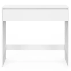 IDMarket Console bois blanc 1 tiroir design moderne* Meubles Tiroirs|Meubles Blancs