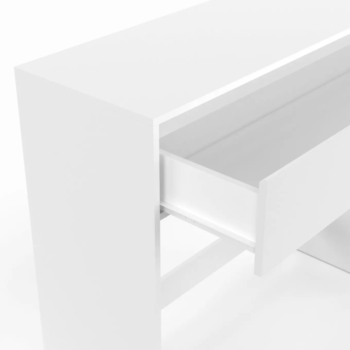 IDMarket Console bois blanc 1 tiroir design moderne* Meubles Tiroirs|Meubles Blancs