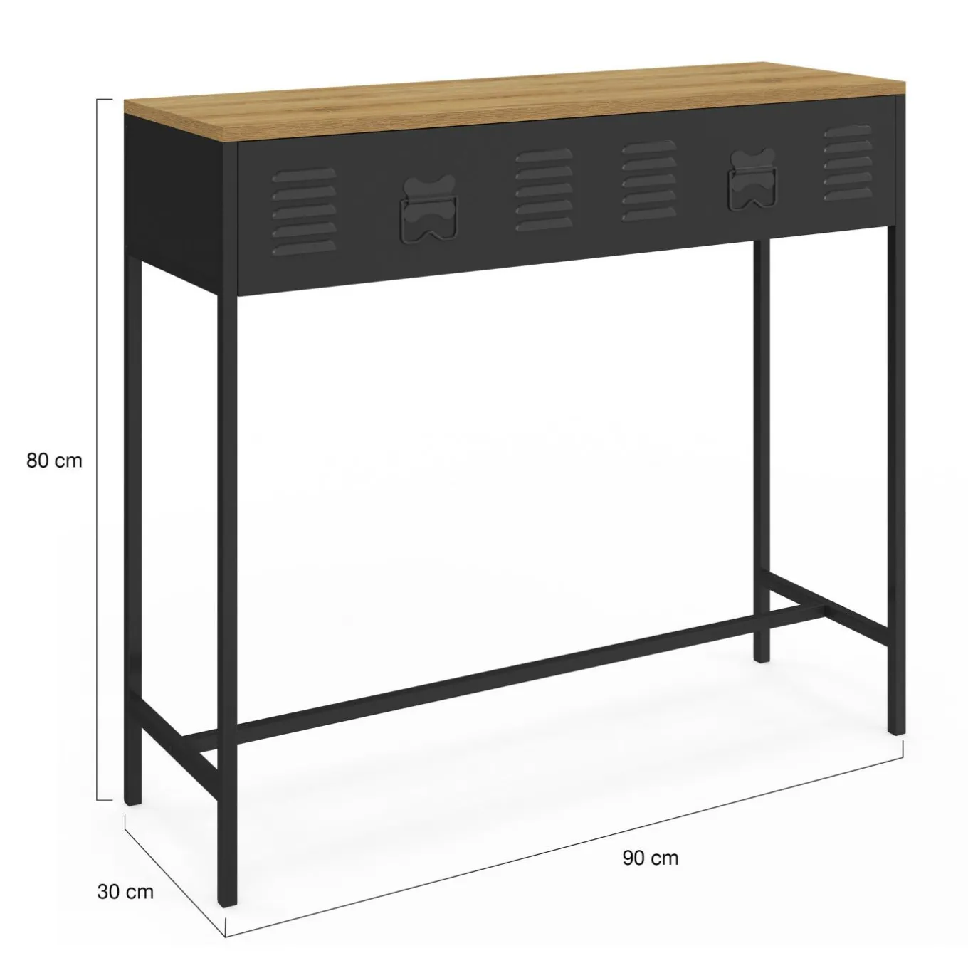 IDMarket Console bois et métal 1 tiroir design industriel* Consoles