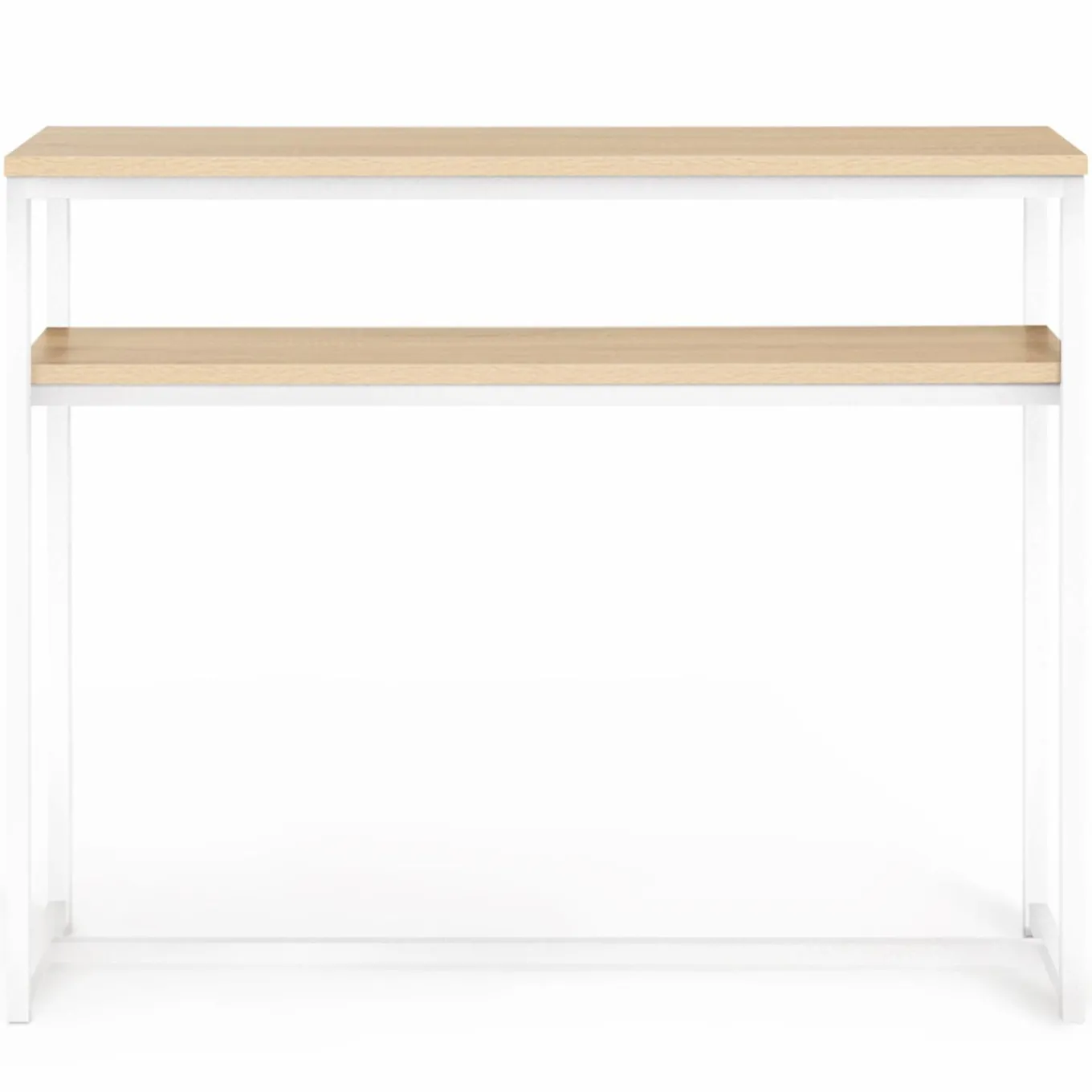 IDMarket Console bois et métal blanc double plateau 100 cm* Collection Agencement Magasin|Collection Industrielle