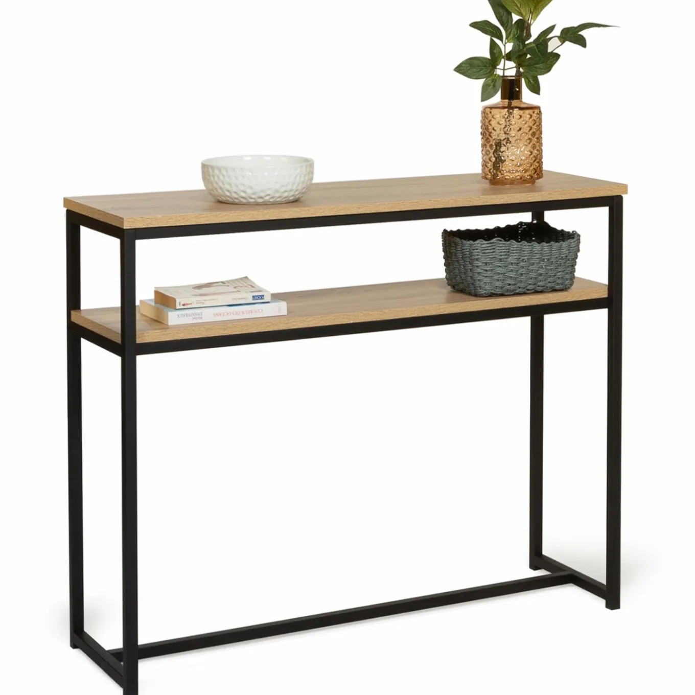 IDMarket Console bois et métal double plateau 100 cm* Meubles Bas|Collection Agencement Magasin