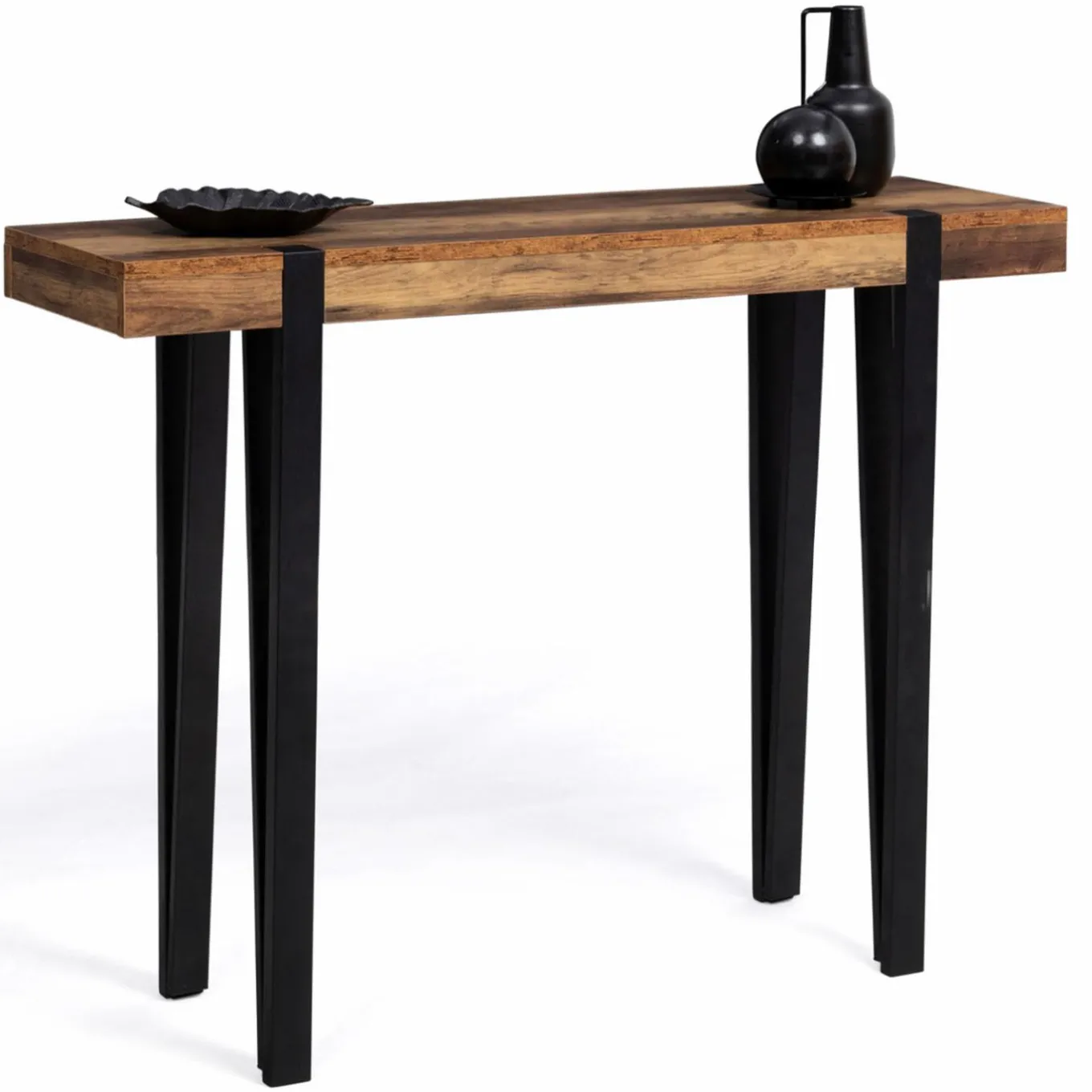 IDMarket Console bois foncé pied épingle* Collection Agencement Magasin|Collection Vintage