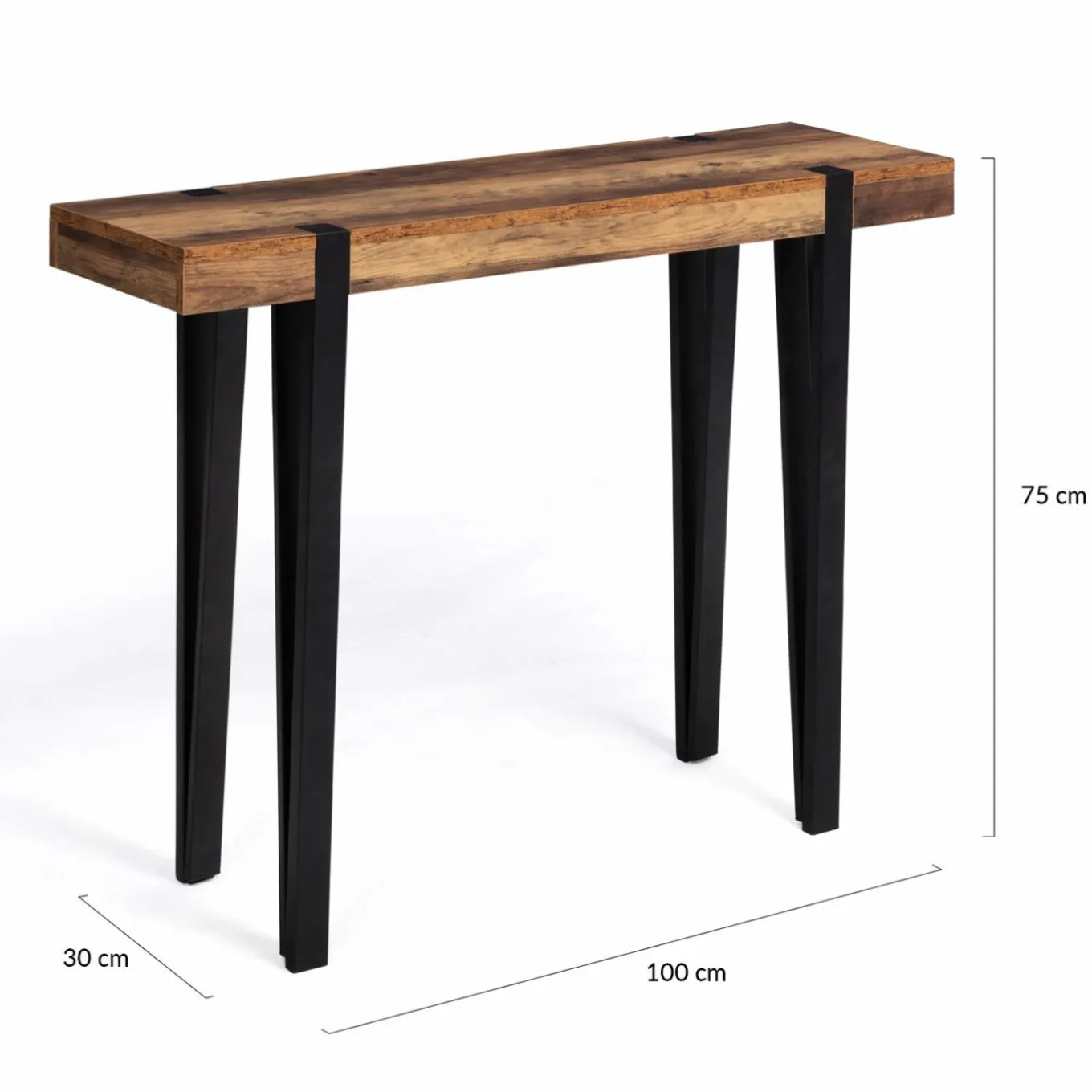 IDMarket Console bois foncé pied épingle* Collection Agencement Magasin|Collection Vintage