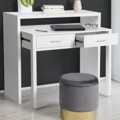 IDMarket Console bureau extensible blanc* Meubles Blancs|Collection Design