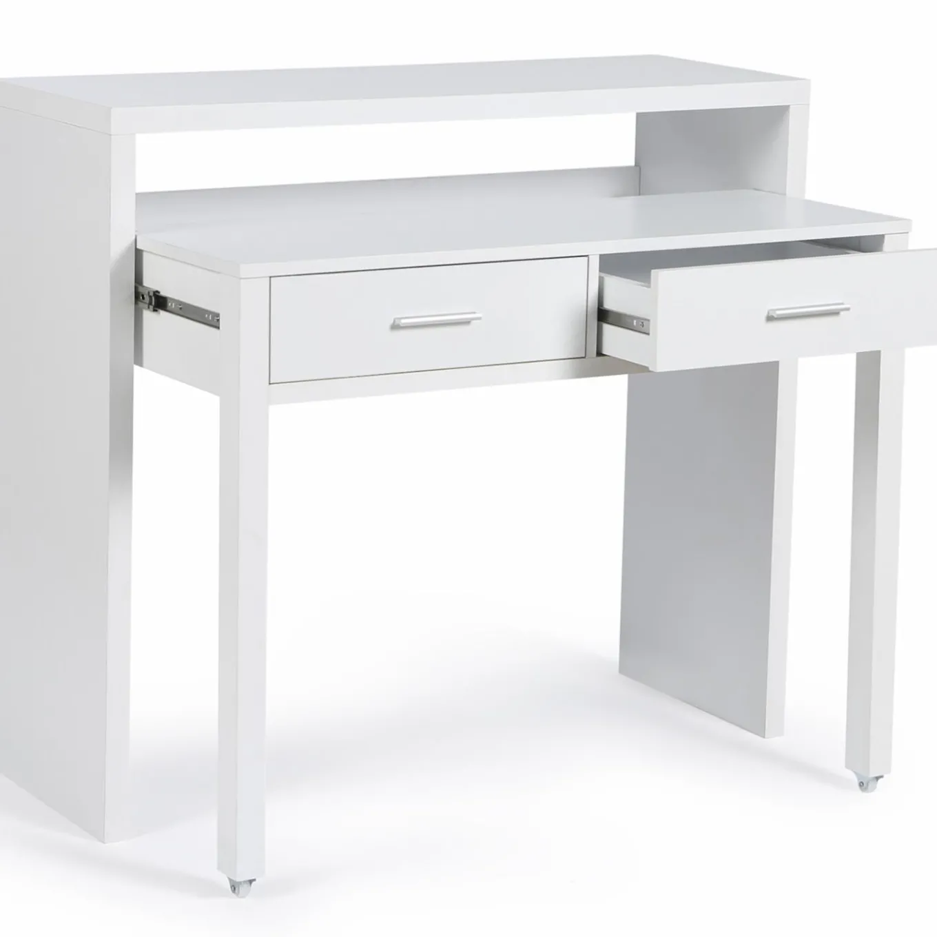 IDMarket Console bureau extensible blanc* Meubles Blancs|Collection Design