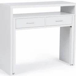 IDMarket Console bureau extensible blanc* Meubles Blancs|Collection Design