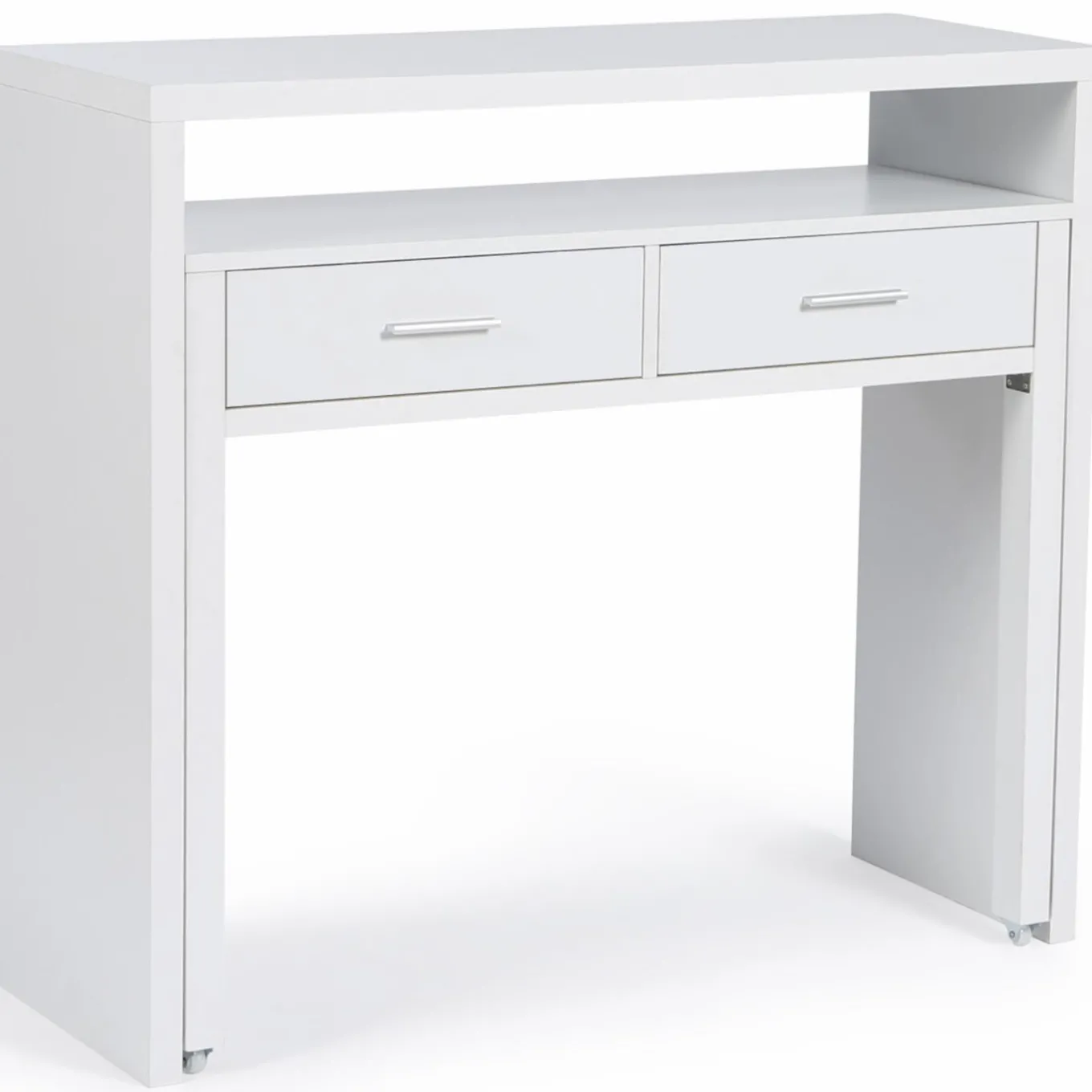 IDMarket Console bureau extensible blanc* Meubles Blancs|Collection Design