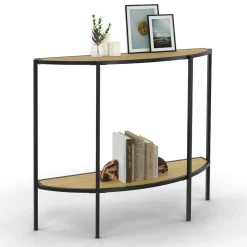 IDMarket Console demi-lune industrielle avec 1 étagère* Collection Design|Petits Meubles