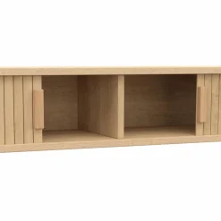 IDMarket Console d’entrée bois 2 portes coulissantes effet lattes* Meubles En Bois|Collection Vintage