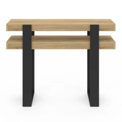 IDMarket Console double bois et noir* Meubles Bas|Meubles Noirs