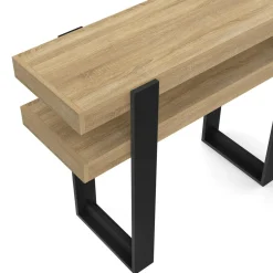 IDMarket Console double bois et noir* Meubles Bas|Meubles Noirs