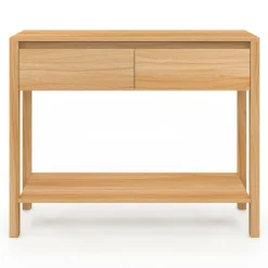 IDMarket Console effet teck 2 tiroirs 1 étagère* Meubles En Bois|Petits Meubles