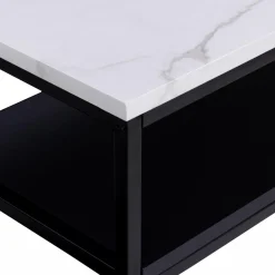 IDMarket Console imitation marbre et bois noir pied métal* Collection Design|Collection Moderne