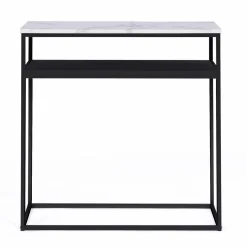 IDMarket Console imitation marbre et bois noir pied métal* Collection Design|Collection Moderne