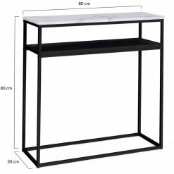 IDMarket Console imitation marbre et bois noir pied métal* Collection Design|Collection Moderne