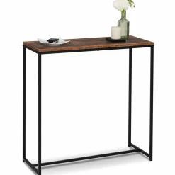 IDMarket Console industrielle bois effet vieilli et métal noir* Collection Agencement Magasin|Collection Vintage