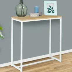 IDMarket Console industrielle bois et métal blanc* Collection Industrielle|Petits Meubles