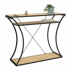 IDMarket Console industrielle pieds courbés double étagères* Petits Meubles|Consoles