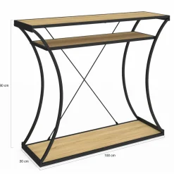 IDMarket Console industrielle pieds courbés double étagères* Petits Meubles|Consoles