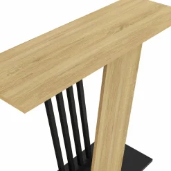 IDMarket Console plateau bois et pied croisé noir* Petits Meubles|Consoles