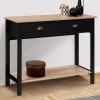 IDMarket Console style campagne chic 2 tiroirs bois et noir* Meubles Tiroirs|Collection Contemporaine