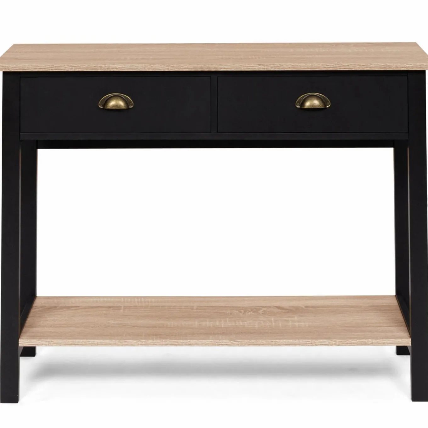 IDMarket Console style campagne chic 2 tiroirs bois et noir* Meubles Tiroirs|Collection Contemporaine