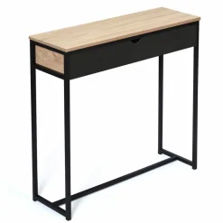 IDMarket Console style industriel bois et métal 90 cm avec tiroir* Meubles Tiroirs|Collection Industrielle