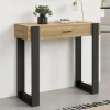 IDMarket Console style moderne bois et noir 90 cm avec tiroir* Meubles Tiroirs|Meubles Bas