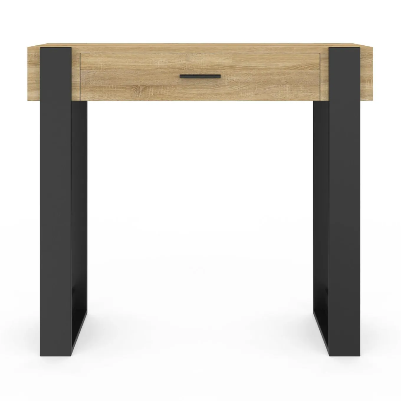 IDMarket Console style moderne bois et noir 90 cm avec tiroir* Meubles Tiroirs|Meubles Bas