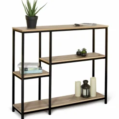 IDMarket Console étagère bibliothèque style industriel bois et métal* Collection Agencement Magasin|Collection Télétravail