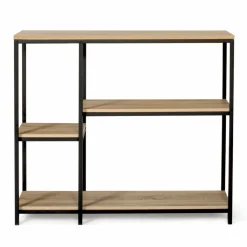 IDMarket Console étagère bibliothèque style industriel bois et métal* Collection Agencement Magasin|Collection Télétravail