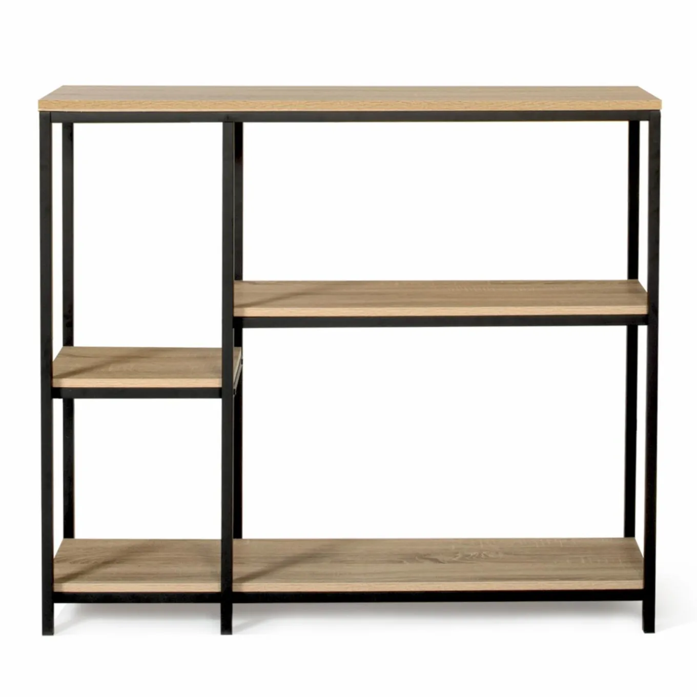 IDMarket Console étagère bibliothèque style industriel bois et métal* Collection Agencement Magasin|Collection Télétravail