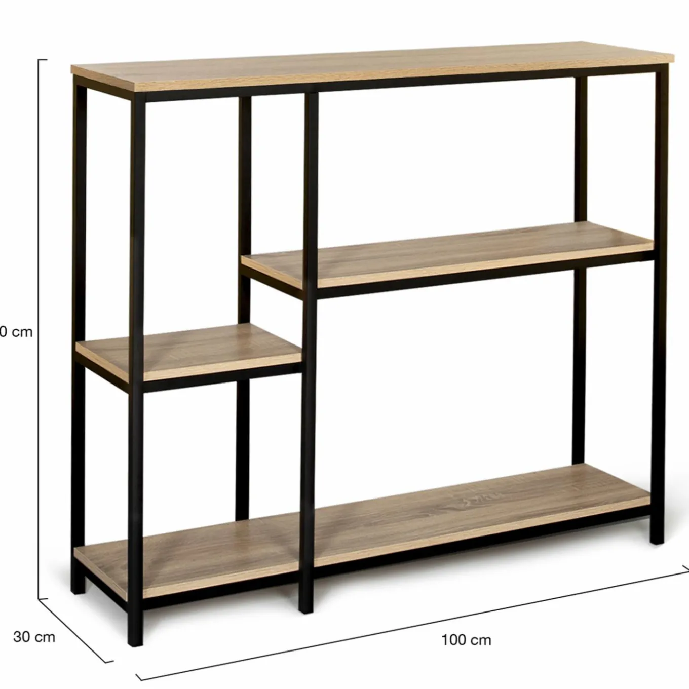 IDMarket Console étagère bibliothèque style industriel bois et métal* Collection Agencement Magasin|Collection Télétravail