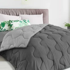 IDMarket Couette bicolore 200x200 gris foncé et gris clair* Couettes Et Oreillers|Chambre Complète Adulte