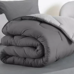 IDMarket Couette bicolore 220x240 grise* Couettes Et Oreillers|Chambre Complète Adulte