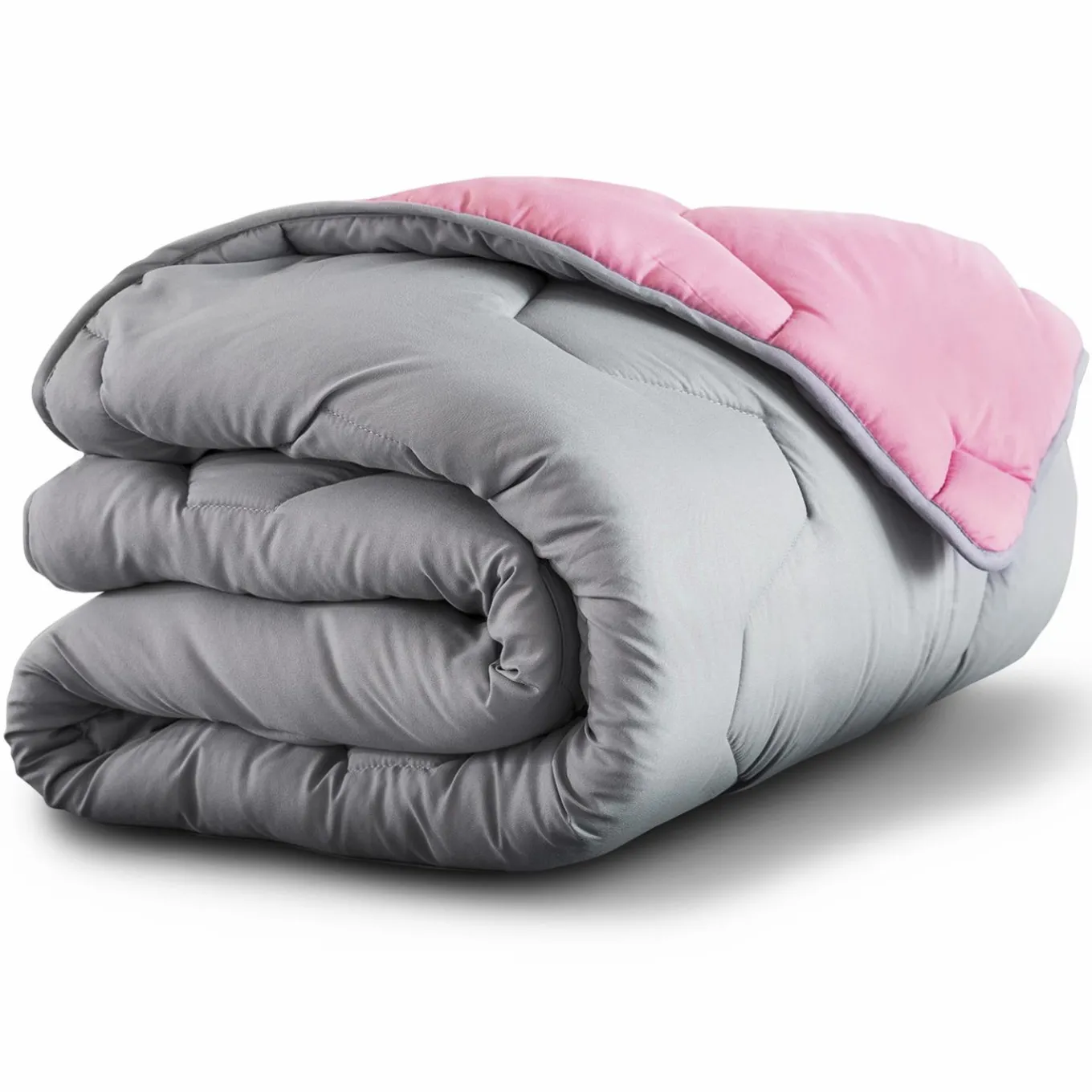 IDMarket Couette bicolore 220x240 rose et grise* Couettes Et Oreillers|Chambre Complète Adulte