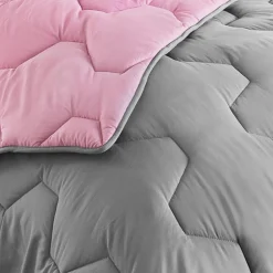 IDMarket Couette bicolore 220x240 rose et grise* Couettes Et Oreillers|Chambre Complète Adulte