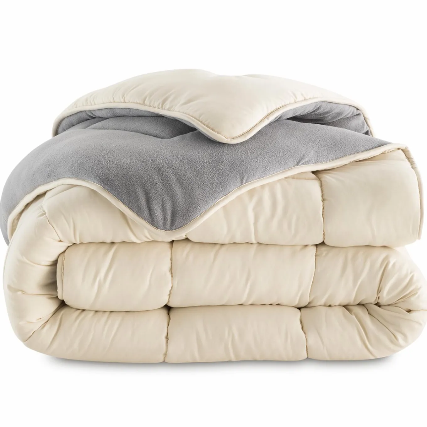 IDMarket Couette polaire biface 140x200 gris et crème* Couettes Et Oreillers|Chambre Complète Adulte