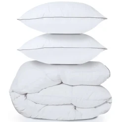 IDMarket Couette 240x220 + 2 oreillers en plume d’oie* Couettes Et Oreillers|Chambre Complète Adulte