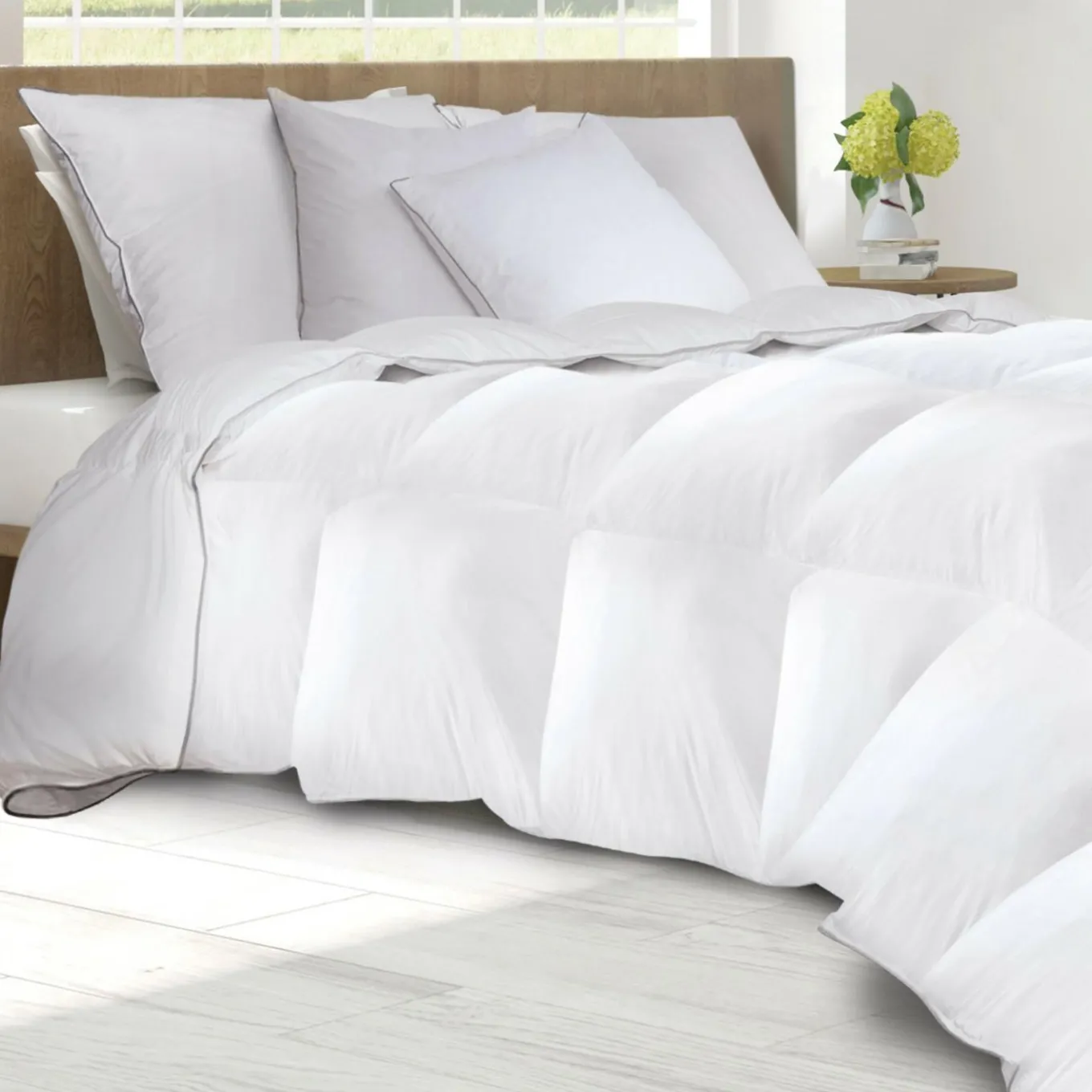 IDMarket Couette 240x220 + 2 oreillers en plume d’oie* Couettes Et Oreillers|Chambre Complète Adulte